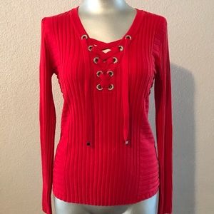 I.N.C. Ribbed Rhinestone Grommet Sweater,
